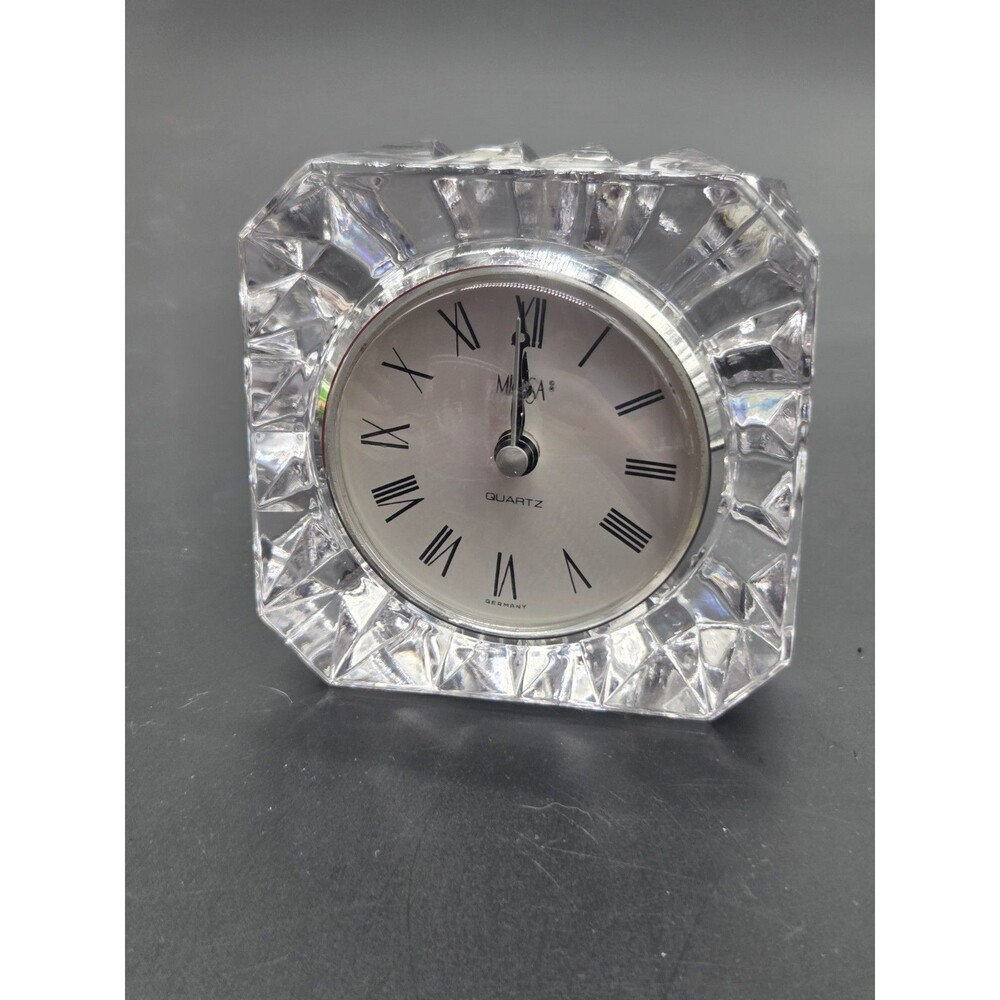 Vintage Mikasa Westminster Square Desk Clock Austrian Crystal